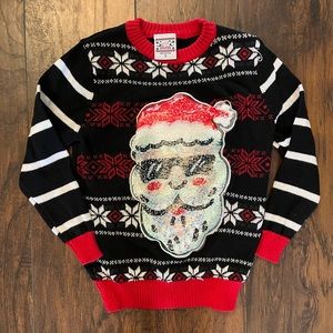 Boys Santa/T-Rex Sequin Christmas Sweater size Small